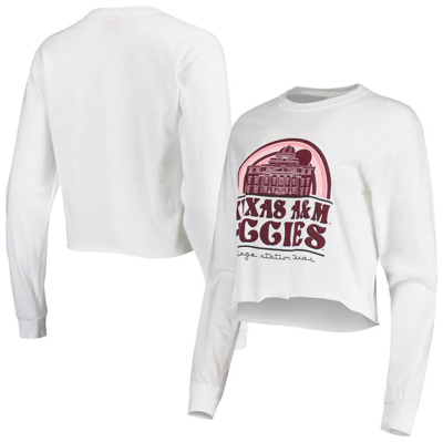 Shop Image One White Texas A&m Aggies Retro Campus Crop Long Sleeve T-shirt