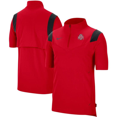 Shop Nike Scarlet Ohio State Buckeyes Coach Short Sleeve Quarter-zip Jacket