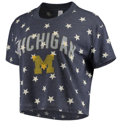 Shop Alternative Apparel Navy Michigan Wolverines Headliner Stars Cropped Tri-blend T-shirt