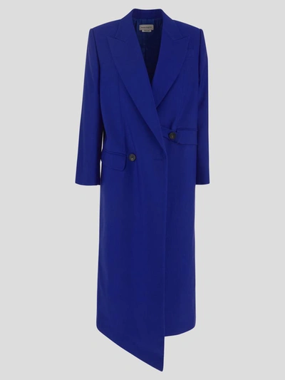 Shop Alexander Mcqueen Coats In Electric Blue