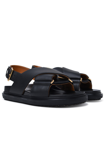 Shop Marni Woman  'fussbett' Black Calf Leather Sandals