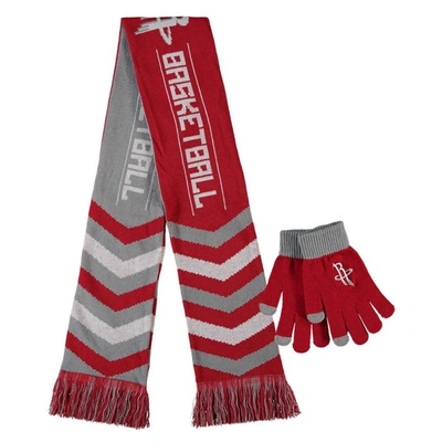 Shop Foco Red Houston Rockets Glove & Scarf Combo Set