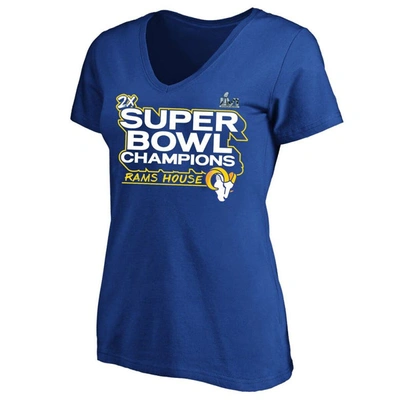 Shop Fanatics Branded Royal Los Angeles Rams Super Bowl Lvi Champions Parade V-neck Plus Size T-shirt