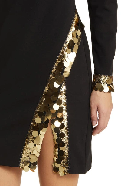 Vince Camuto Long Sleeve Sequin Jersey Minidress In Black