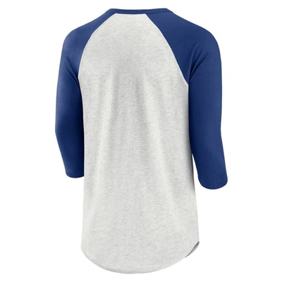 Shop Fanatics Branded Ash/blue Co Rockies True Classics Better Believe Raglan Henley 3/4-sleeve T-shirt