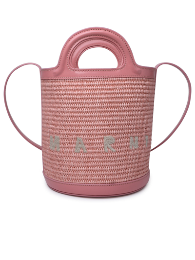 Shop Marni Woman  'tropicalia' Small Pink Leather And Fabric Bag