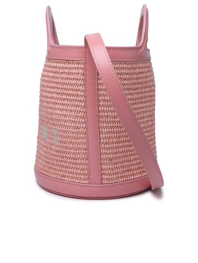 Shop Marni Woman  'tropicalia' Small Pink Leather And Fabric Bag
