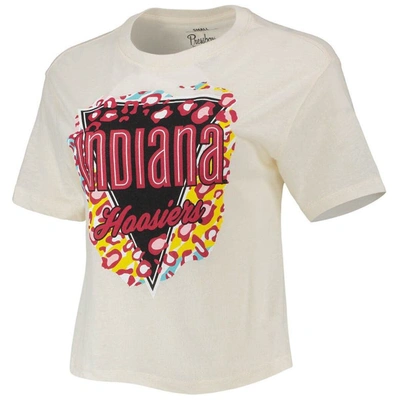 Shop Pressbox Cream Indiana Hoosiers Taylor Animal Print Cropped T-shirt