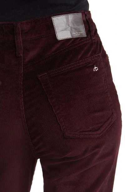 Rag & Bone Casey Corduroy High Rise Flared Pants In Burgundy