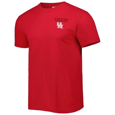 Shop Image One Red Houston Cougars Landscape Shield T-shirt