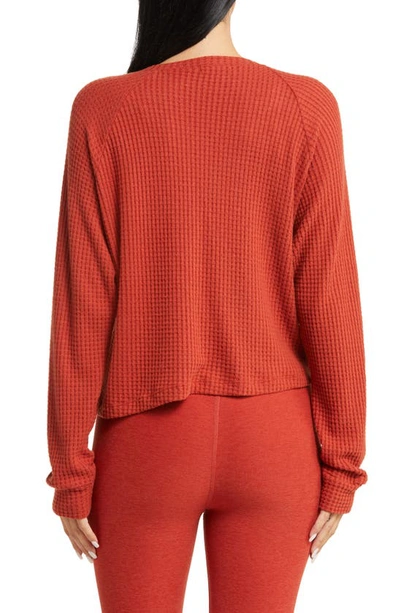 Shop Beyond Yoga Free Style Waffle Knit Pullover In Red Sand