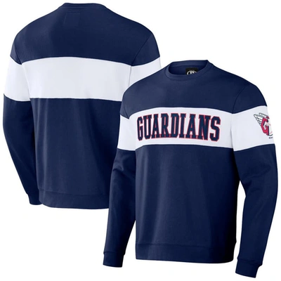 Shop Darius Rucker Collection By Fanatics Navy Cleveland Guardians Stripe Pullover Sweatshirt