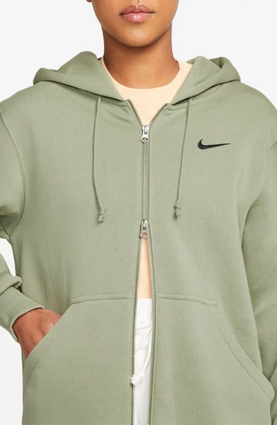 Shop Nike Sportswear Phoenix Long Zip Hoodie In Oil Green/ Black