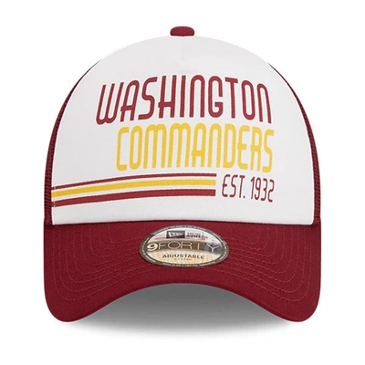 Shop New Era White/burgundy Washington Commanders Stacked A-frame Trucker 9forty Adjustable Hat