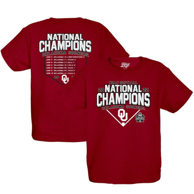 Shop Blue 84 College World Series Champions Base Path Schedule T-shirt In Crimson