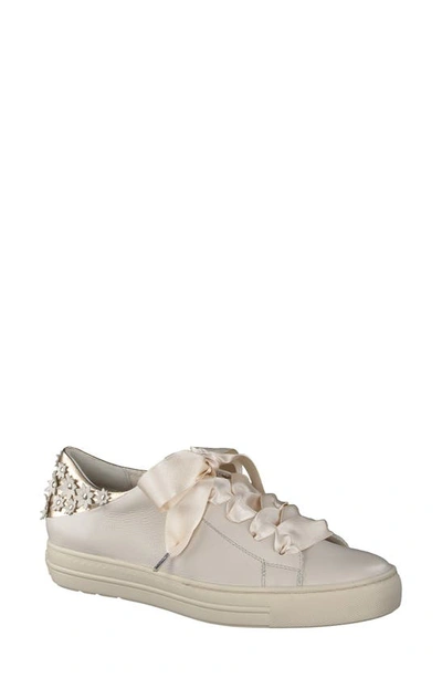 Shop Paul Green Tiger Lilly Metallic Sneaker In Biscuit Gold Combo