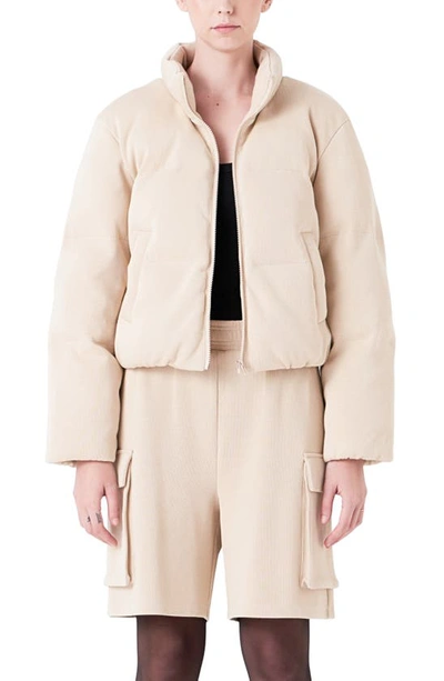 Grey Lab Knit Puffer Jacket In Nude