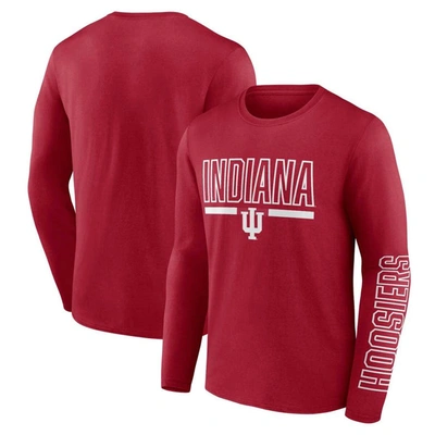 Shop Profile Crimson Indiana Hoosiers Big & Tall Two-hit Graphic Long Sleeve T-shirt