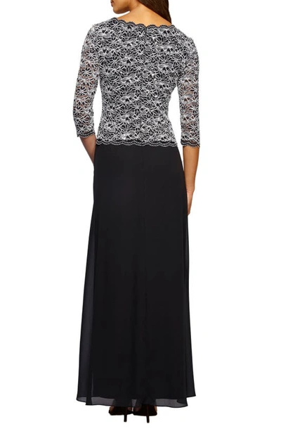 Shop Alex Evenings Mock Two-piece A-line Gown In Black/ White