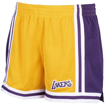 Shop Mitchell & Ness Gold Los Angeles Lakers Jump Shot Shorts