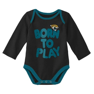 Shop Outerstuff Newborn & Infant Black/heathered Gray Jacksonville Jaguars Born To Win Two-pack Long Sleeve Bodysuit