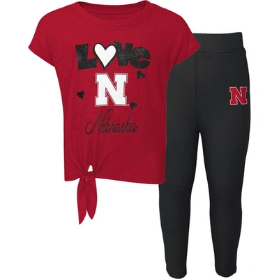 Shop Outerstuff Toddler Crimson/black Nebraska Huskers Forever Love Team T-shirt & Leggings Set