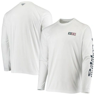 Shop Columbia White New York Yankees Americana Terminal Tackle Omni-shade Raglan Long Sleeve T-shirt
