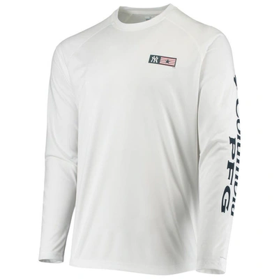 Shop Columbia White New York Yankees Americana Terminal Tackle Omni-shade Raglan Long Sleeve T-shirt