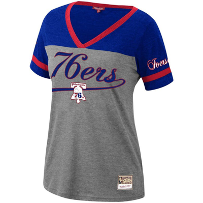 Shop Mitchell & Ness Allen Iverson Heathered Charcoal Philadelphia 76ers Team Captain V-neck T-shirt In Heather Charcoal