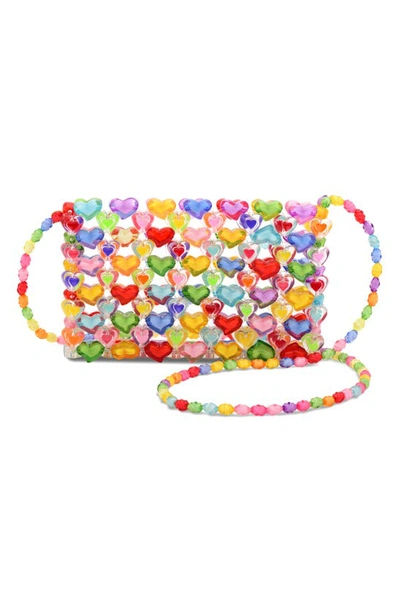Shop Iscream Kids' Hearts Beaded Crossbody Bag In Multi