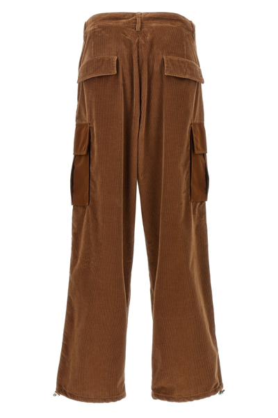 Shop Moncler Men Ribbed Velvet Pants In Brown
