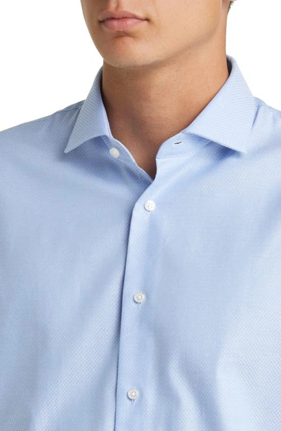 Nordstrom Trim Fit Non-iron Dress Shirt In Blue Powder Bobbi Dobby