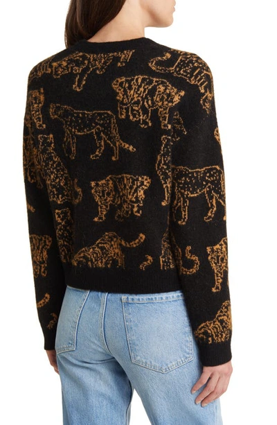 Rails Perci Wild Cat Jacquard Crewneck Sweater In Camel Wild Cats