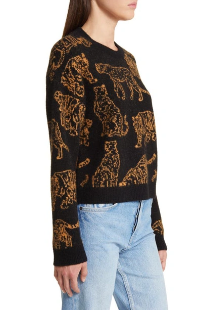 Shop Rails Perci Wild Cat Jacquard Crewneck Sweater In Camel Wild Cats