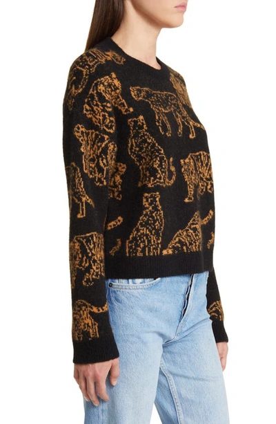 Rails Perci Wild Cat Jacquard Crewneck Sweater In Camel Wild Cats
