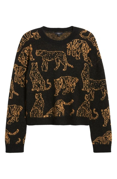 Shop Rails Perci Wild Cat Jacquard Crewneck Sweater In Camel Wild Cats