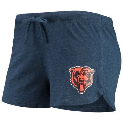 Shop Concepts Sport Navy Chicago Bears Meter Knit Long Sleeve Raglan Top & Shorts Sleep Set In Heather Navy