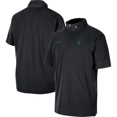 Shop Nike Black Michigan State Spartans Coaches Half-zip Short Sleeve Jacket