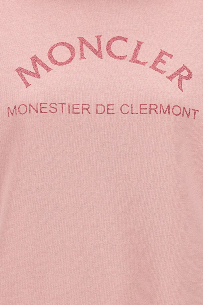 Shop Moncler Women Logo Print Hoodie In Pink