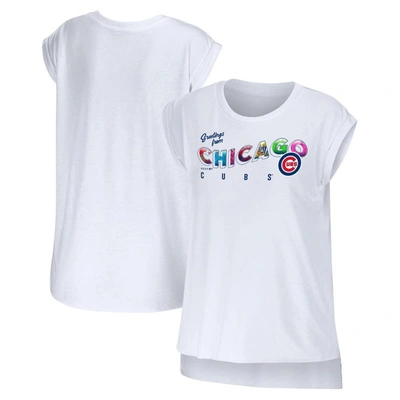 Shop Wear By Erin Andrews White Chicago Cubs Greetings From T-shirt
