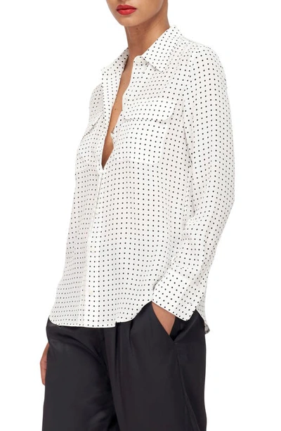 Shop Equipment Slim Fit Signature Dot Print Silk Button-up Blouse In Natural White