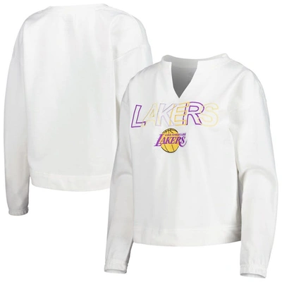 Shop Concepts Sport White Los Angeles Lakers Sunray Notch Neck Long Sleeve T-shirt