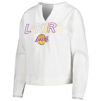 Shop Concepts Sport White Los Angeles Lakers Sunray Notch Neck Long Sleeve T-shirt