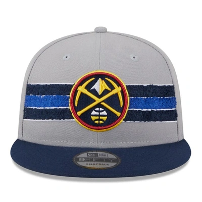 Shop New Era Gray Denver Nuggets Chenille Band 9fifty Snapback Hat