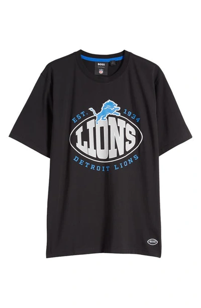 Shop Hugo Boss Boss X Nfl Stretch Cotton Graphic T-shirt In Detroit Lions Black