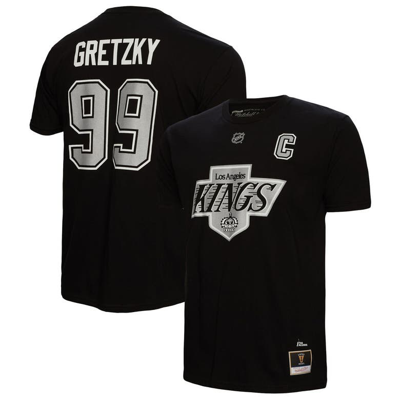 Shop Mitchell & Ness Wayne Gretzky Black Los Angeles Kings Captain Patch Name & Number T-shirt