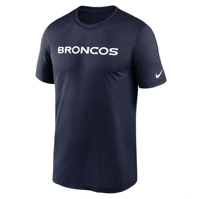 Shop Nike Navy Denver Broncos Legend Wordmark Performance T-shirt