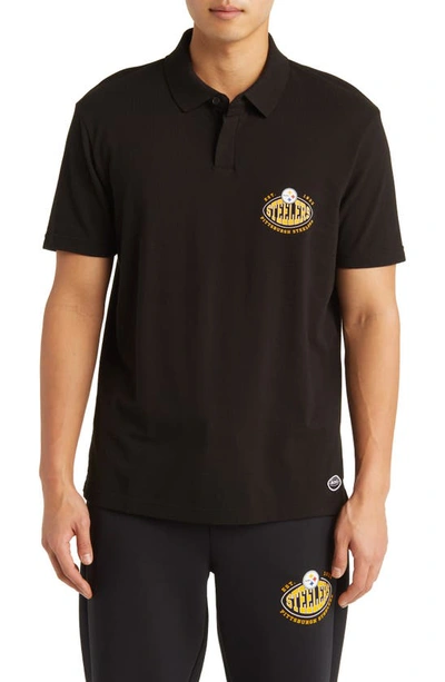 Shop Hugo Boss X Nfl Cotton Polo In Pittsburgh Steelers Black