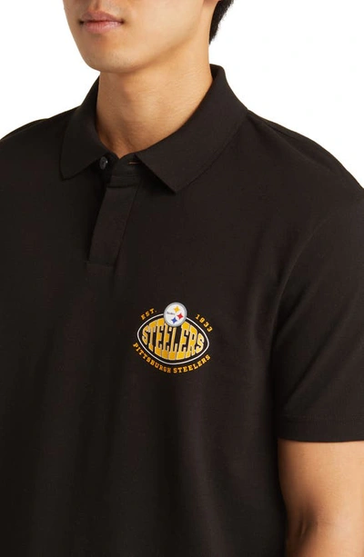 Shop Hugo Boss X Nfl Cotton Polo In Pittsburgh Steelers Black