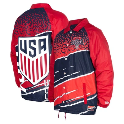 Shop 5th And Ocean By New Era 5th & Ocean By New Era Navy Usmnt Throwback Coaches Raglan Full-snap Jacket